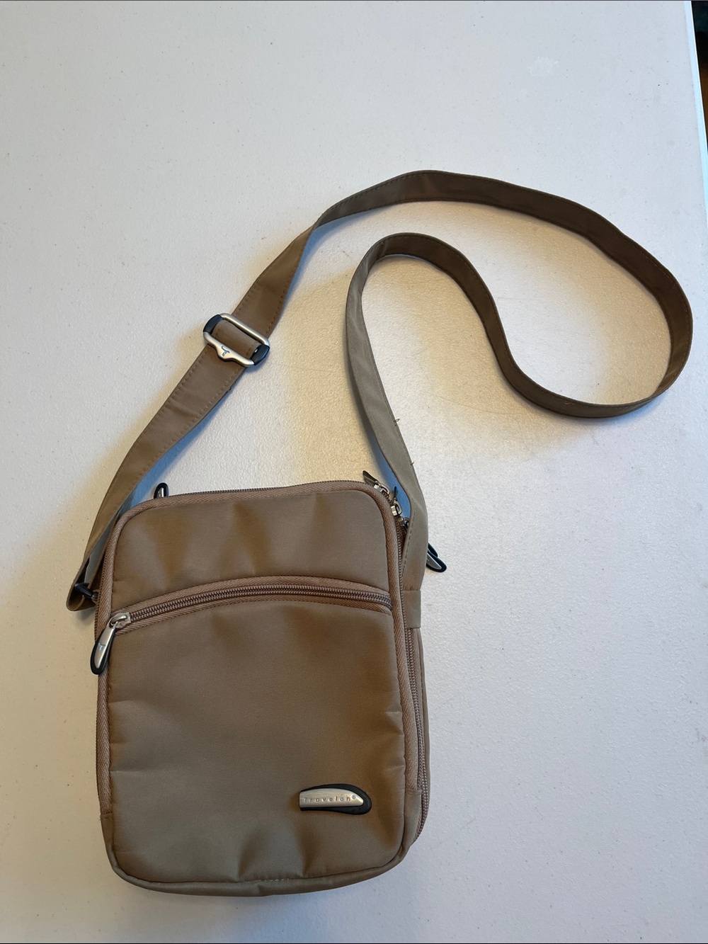Travelon Compact Crossbody Bag in Tan